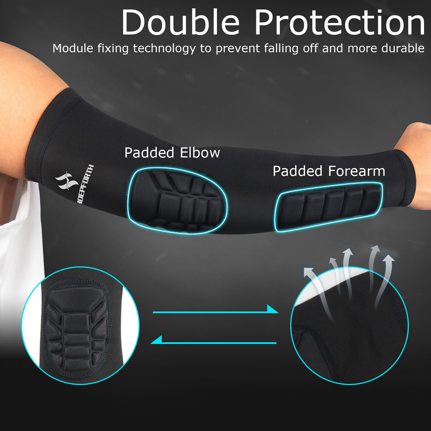 Padded Elbow Forearm Sleeve Compression Ergonomic Arm Protective Support Pad 